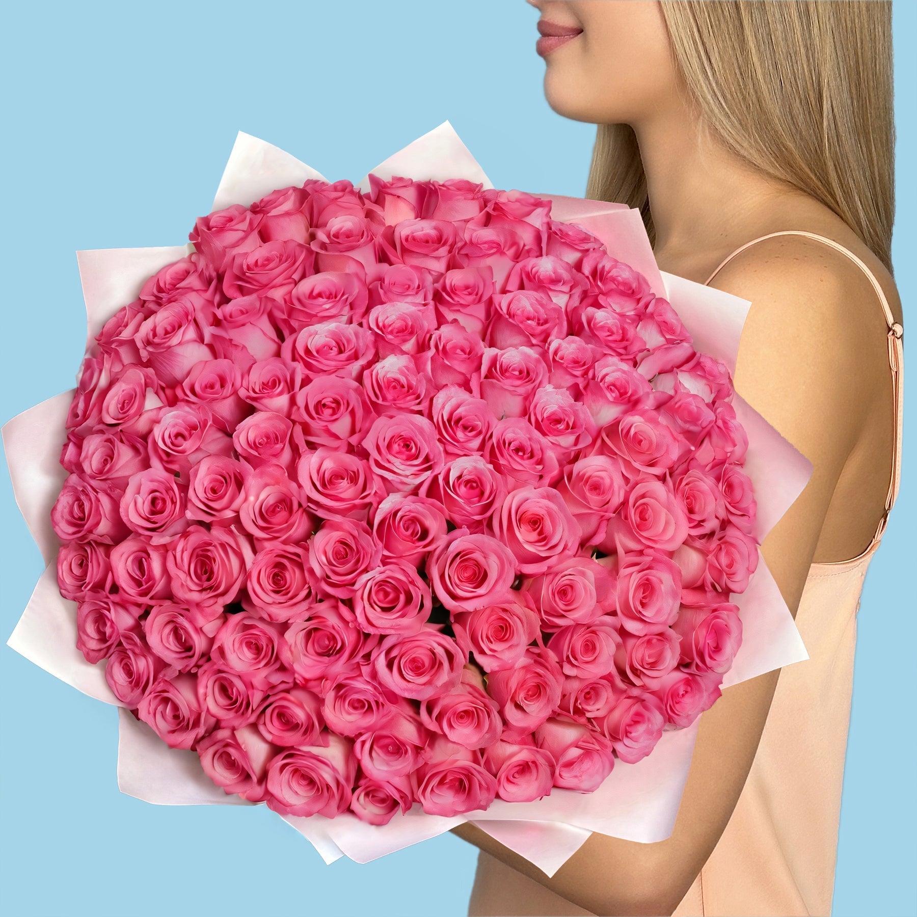 Bouquet of 100 Pink roses #6