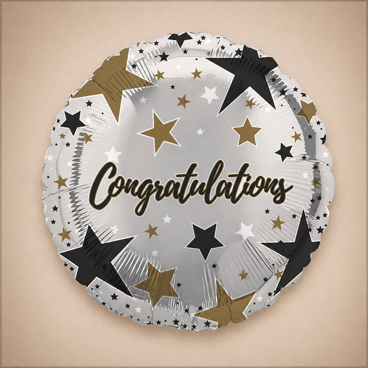 18" Congratulations Black&Gold Foil Balloon