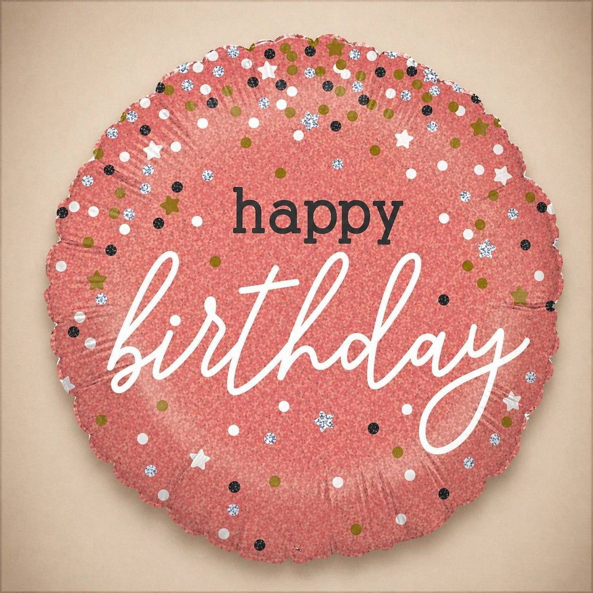 18" Happy Birthday Rose Confetti Foil Balloon