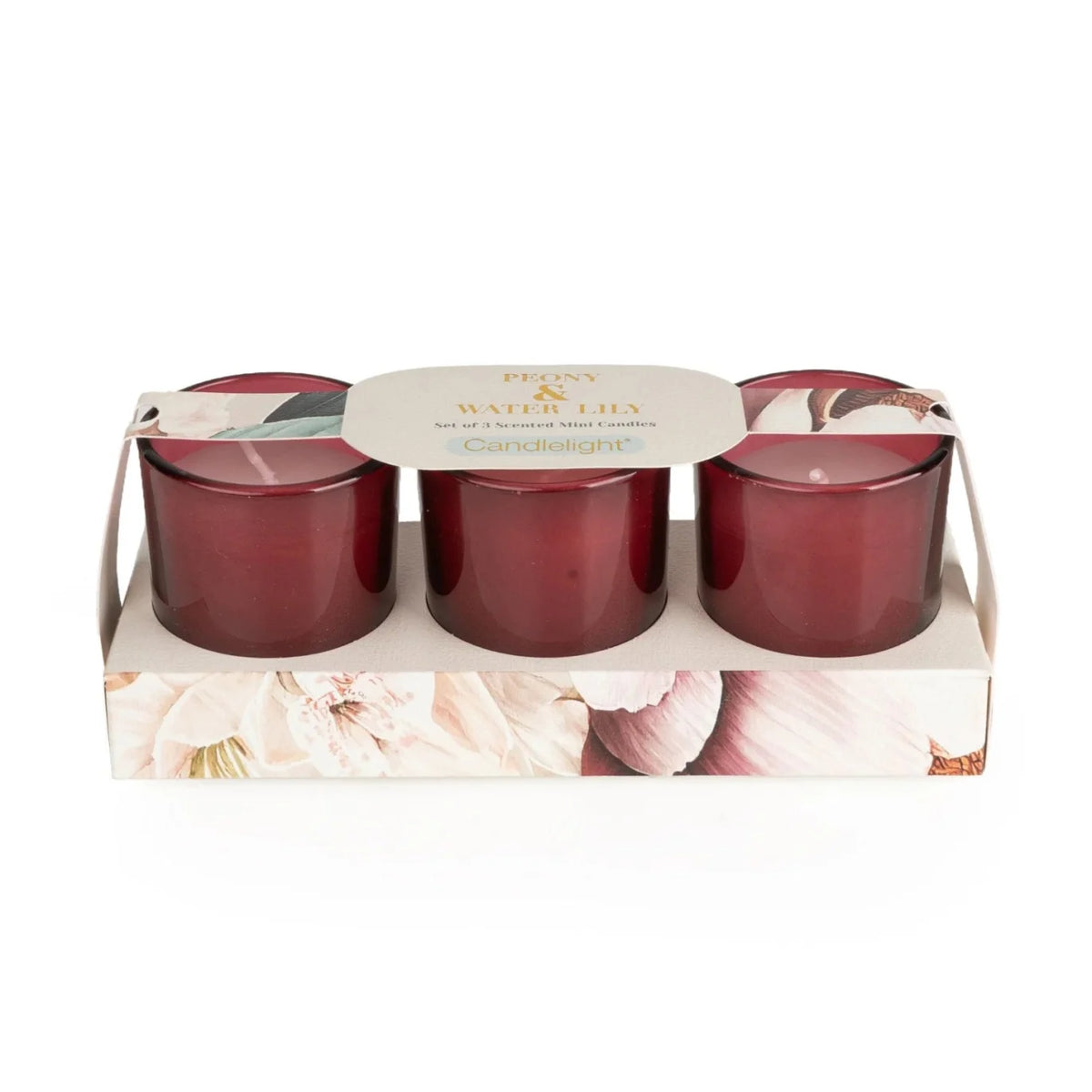 Set Of 3 Votive Candles - Peony & Water Lily