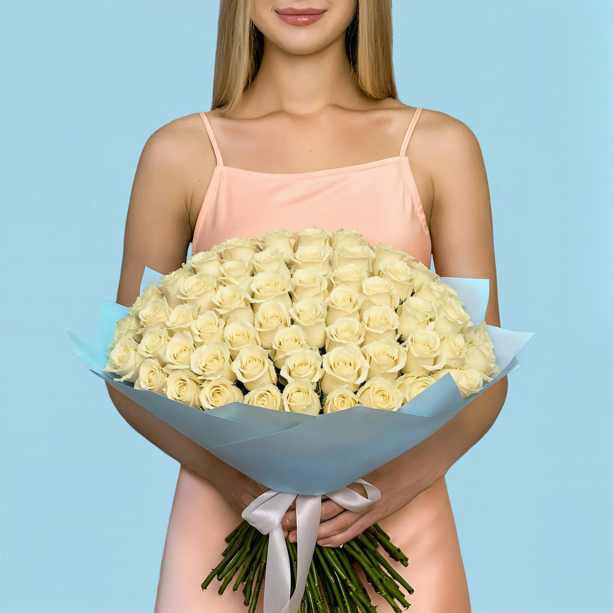 Bouquet of 100 White roses #1