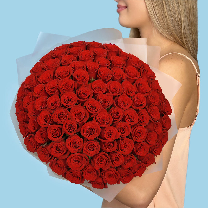 Bouquet of 100 Red roses #2