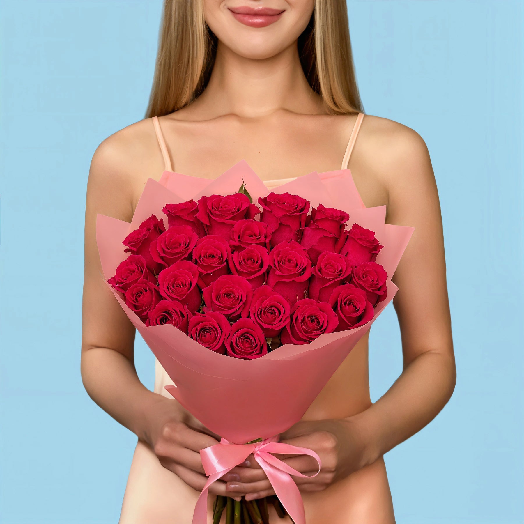 Bouquet of 30 Hot Pink roses #1