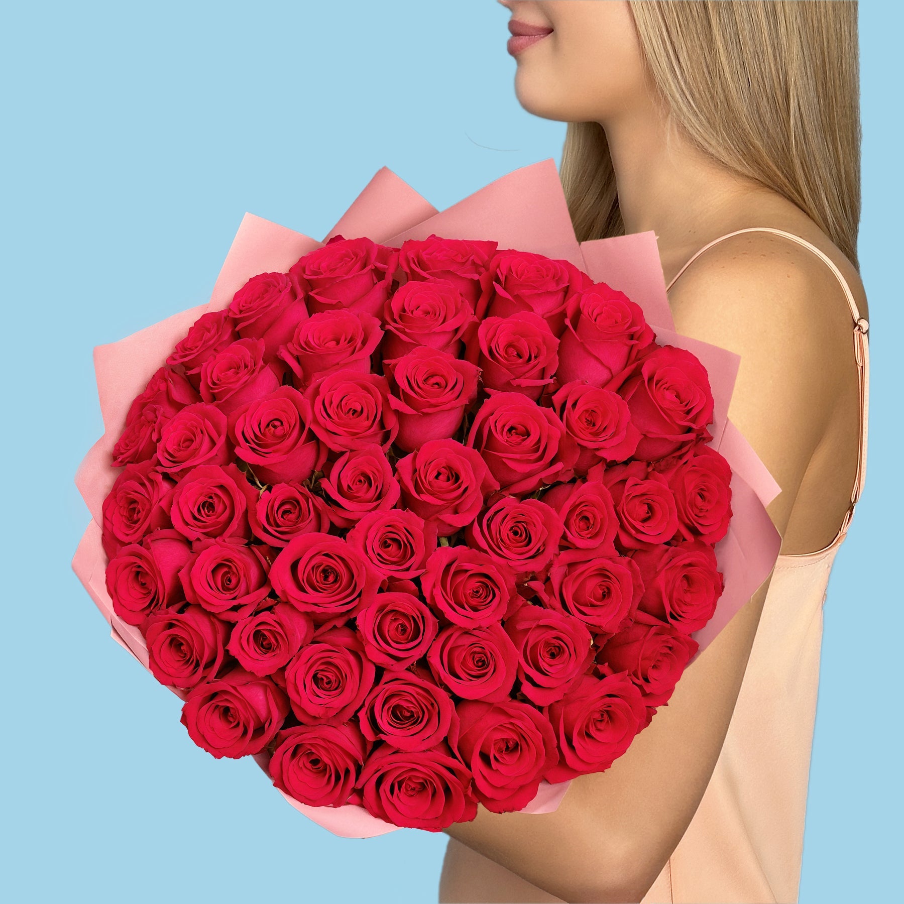 50 Premium Hot Pink Roses #2