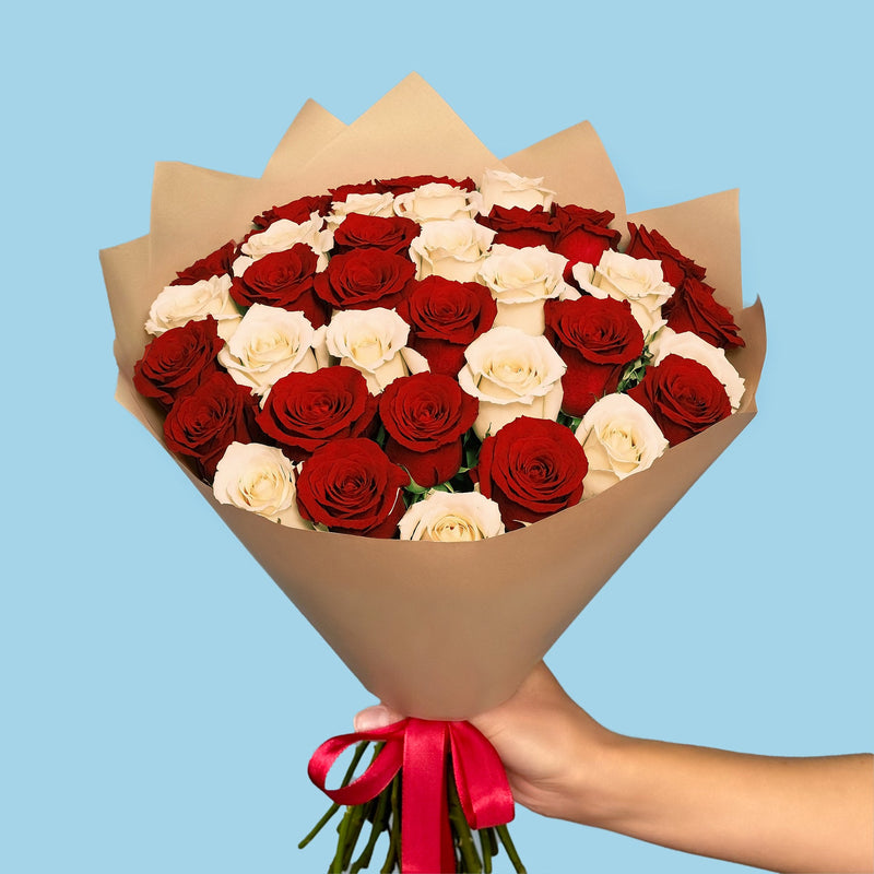 35 Premium White and Red Roses #3