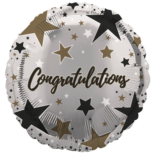 18" Congratulations Black&Gold Foil Balloon #1