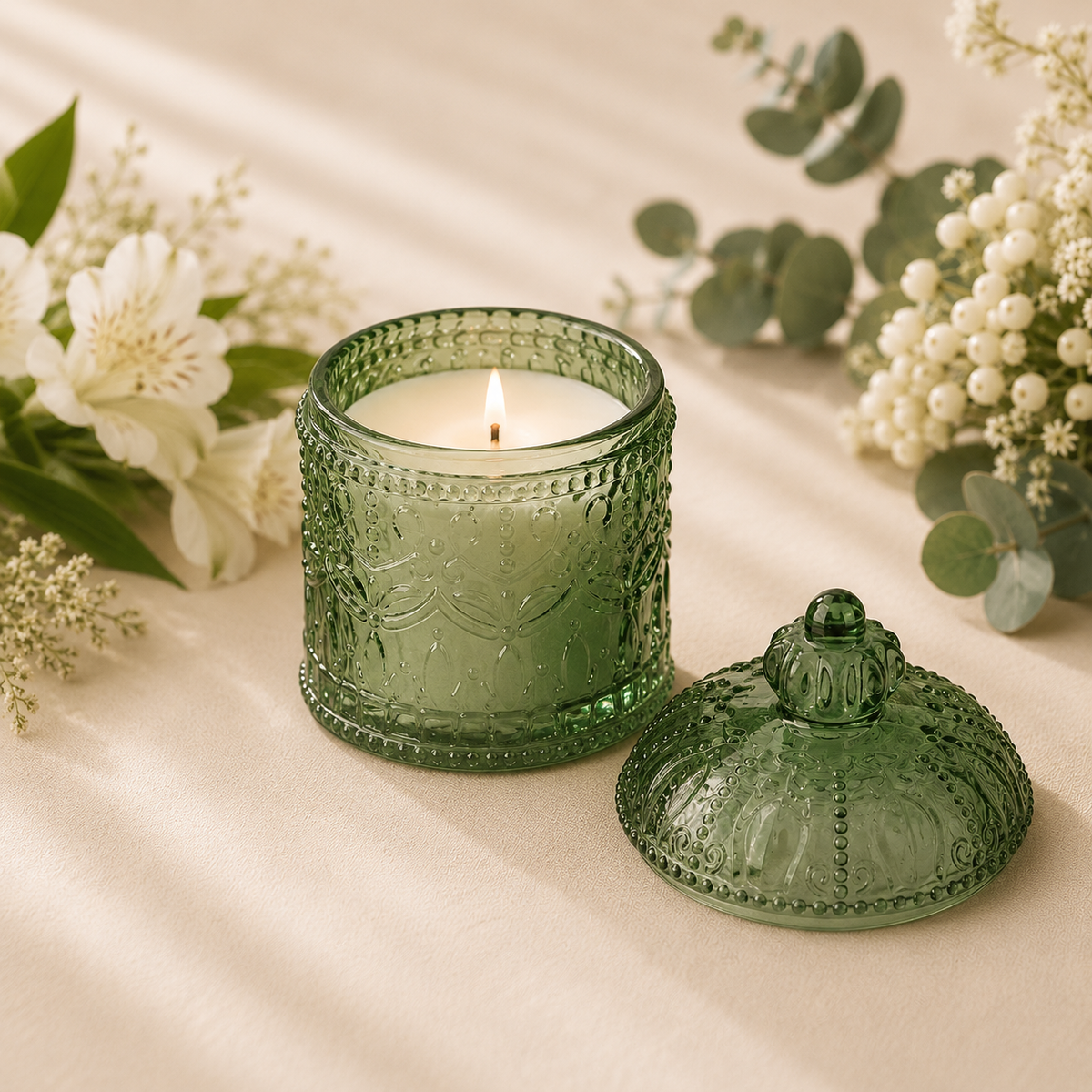 Square Embossed Candle Jar – Chengdu