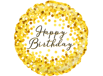 18" Happy Birthday Gold Sparkle Foil Balloon #1