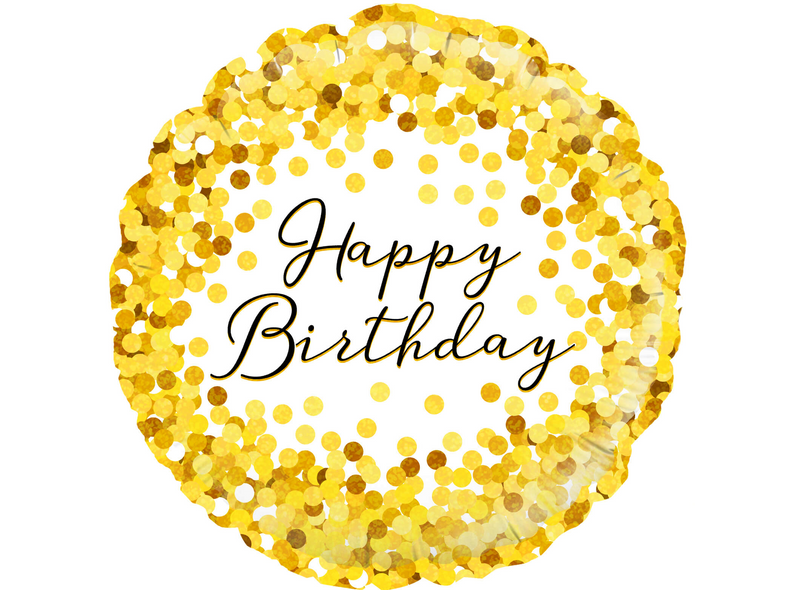 18" Happy Birthday Gold Sparkle Foil Balloon #1