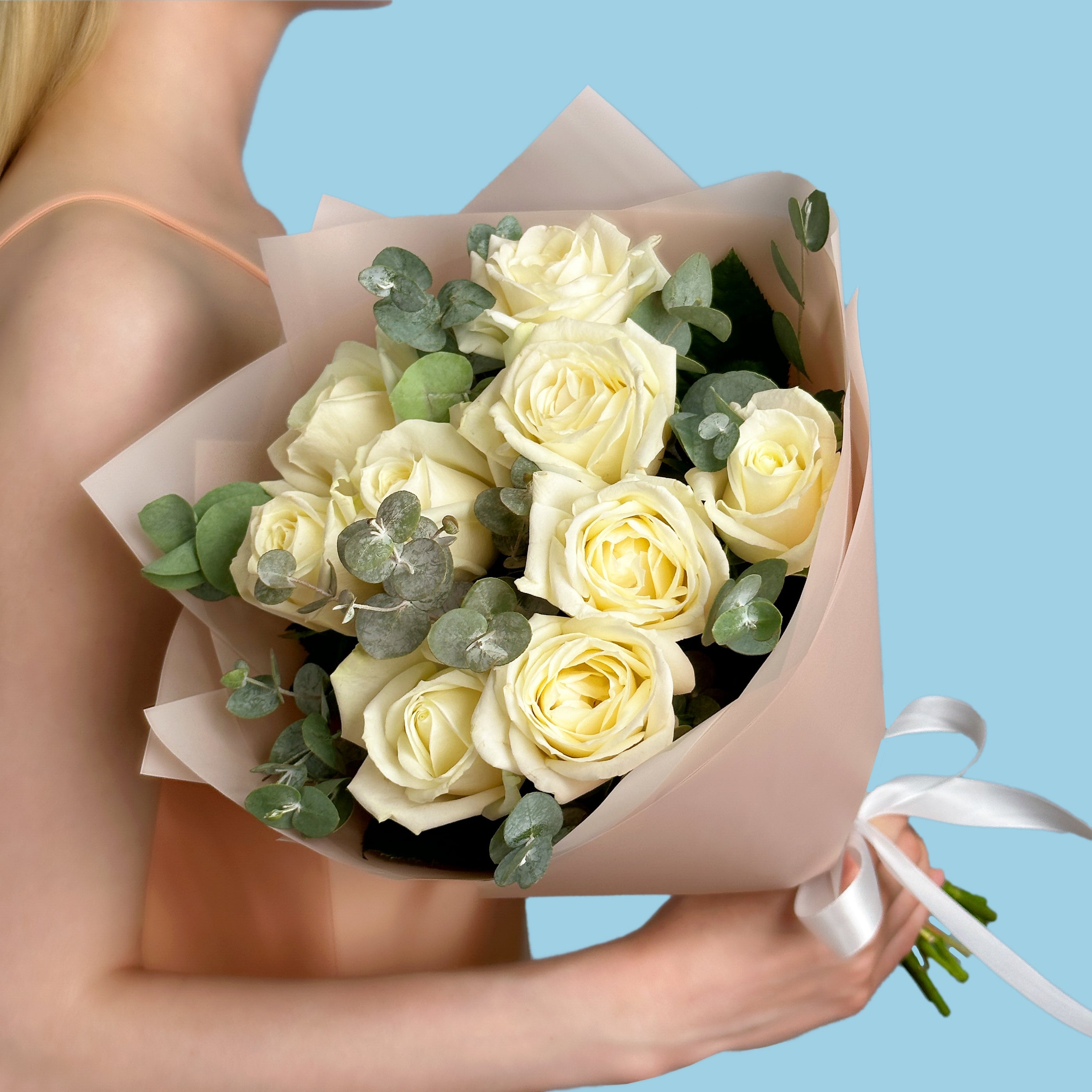 White Roses With Eucaliptus #4