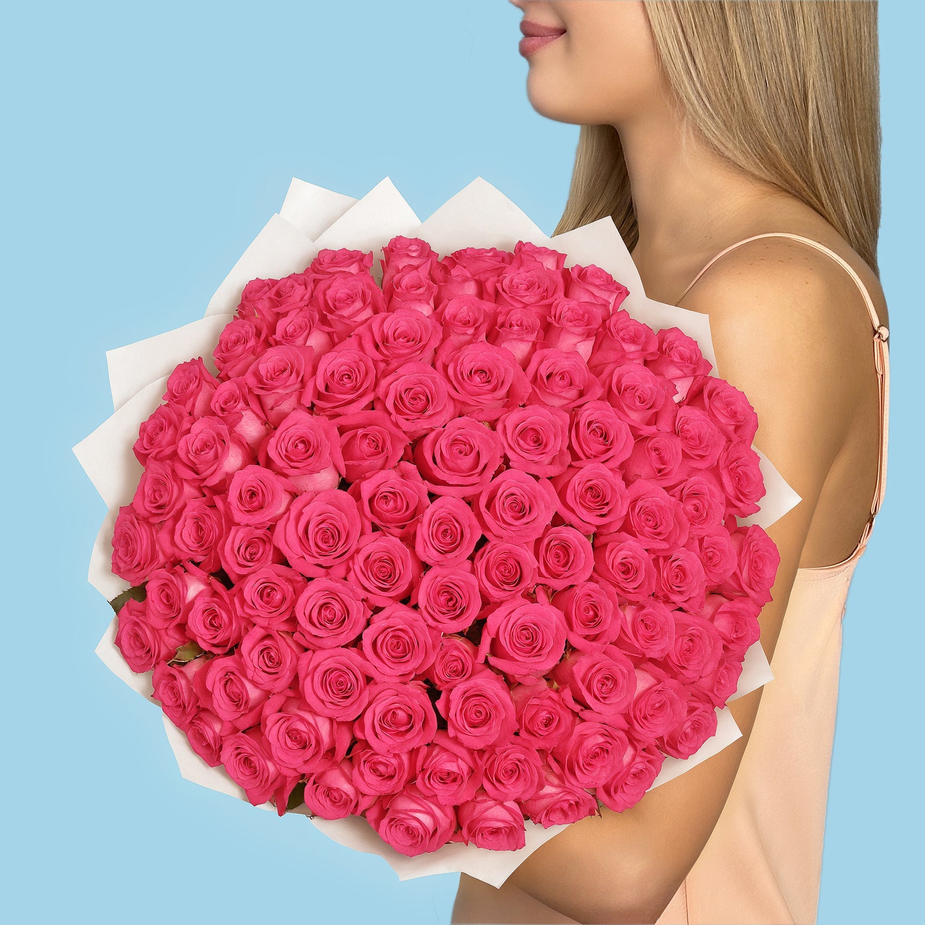 Bouquet of 100 Pink roses #2