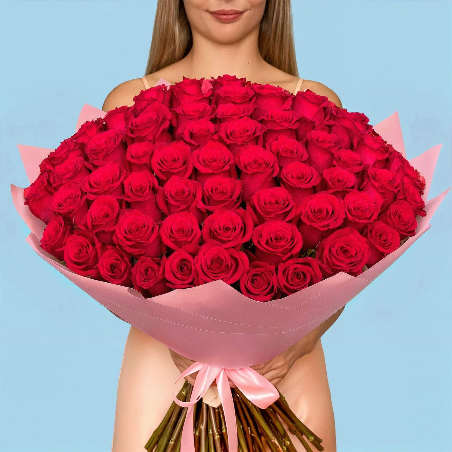 Bouquet of 100 Hot Pink roses #5