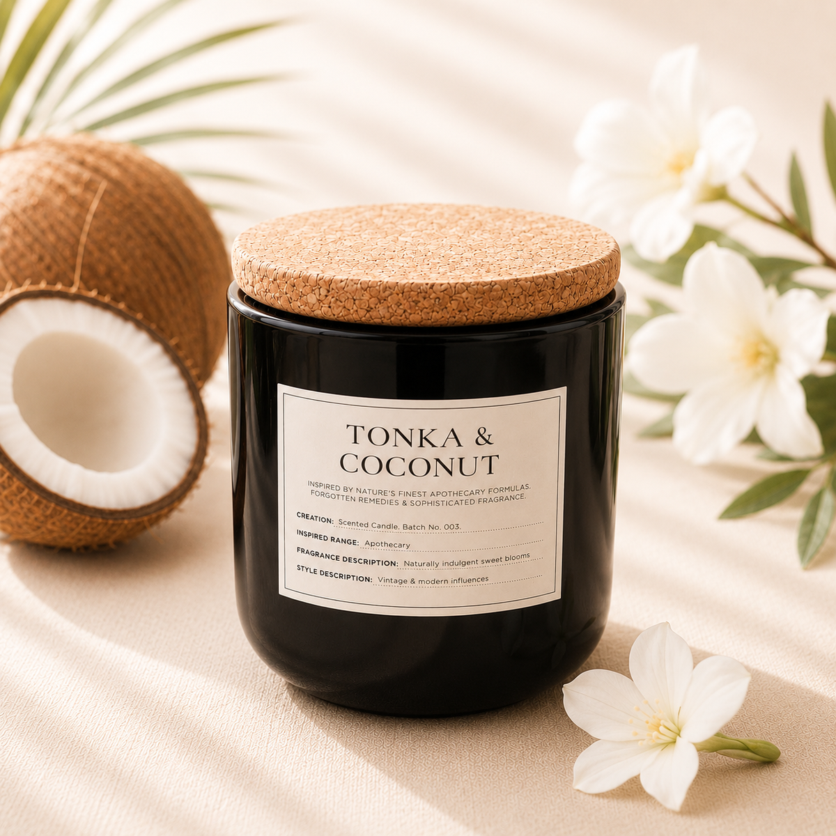 Medium Glass Jar with Cork Lid Tonka & Coconut