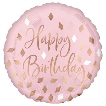 18" Blush Happy Birthday Foil Balloon #1