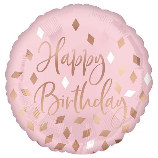 18" Blush Happy Birthday Foil Balloon #1
