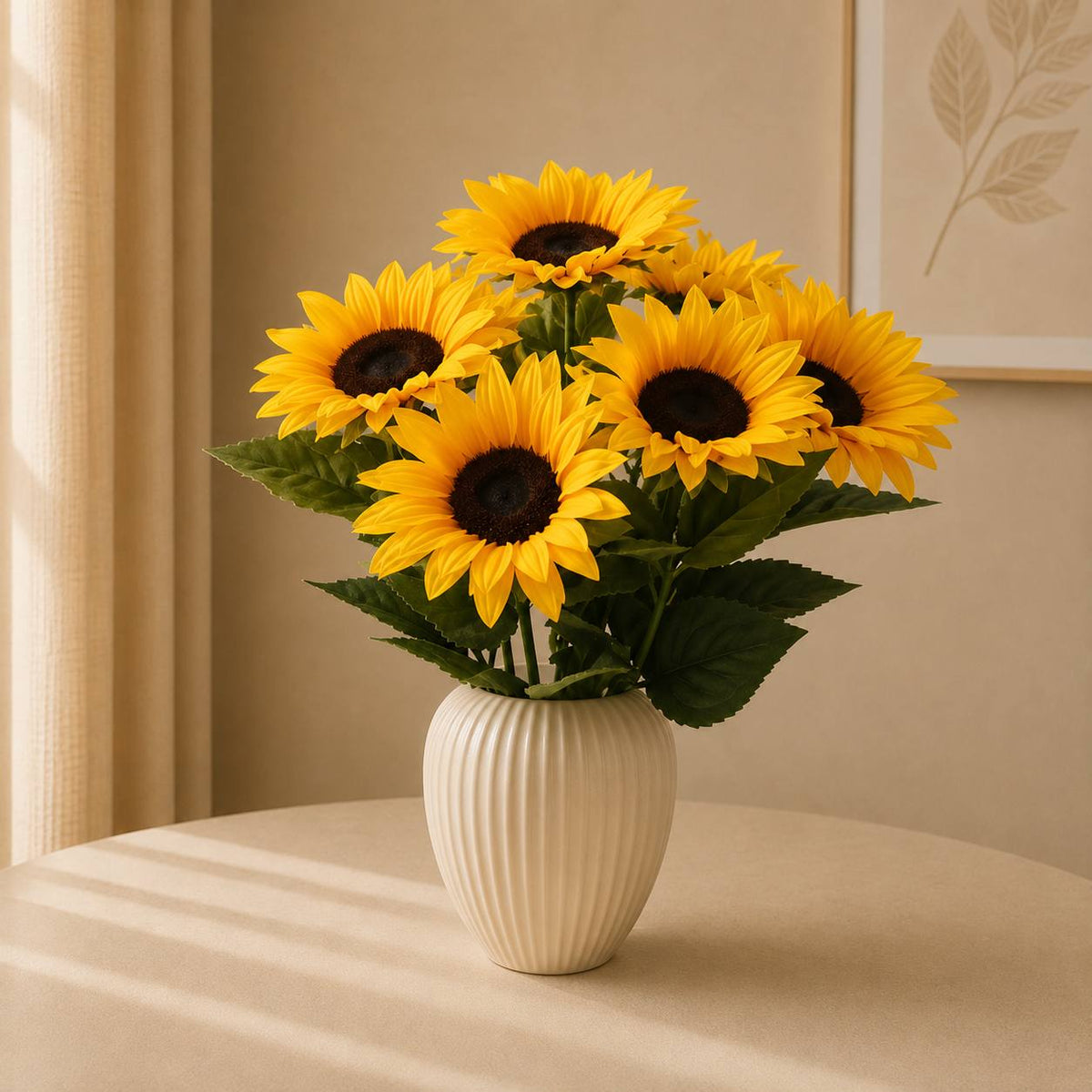 Artificial bouquet of 7 sunflowers 41cm
