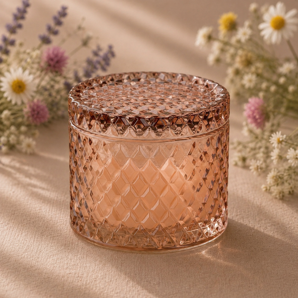 Round Embossed Candle - Jhangye Pink