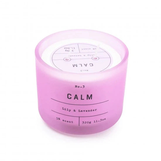 Frosted Glass 'Calm' Two Wick Candle Lily & Lavender Scent 6PK