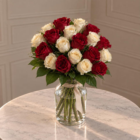 20 Roses Red & White