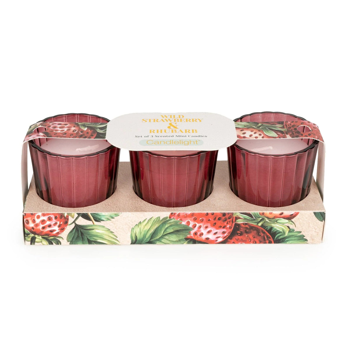 Set of Three Votives - Wild Strawberry & Rhubarb