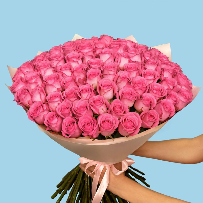 Bouquet of 100 Pink roses #7
