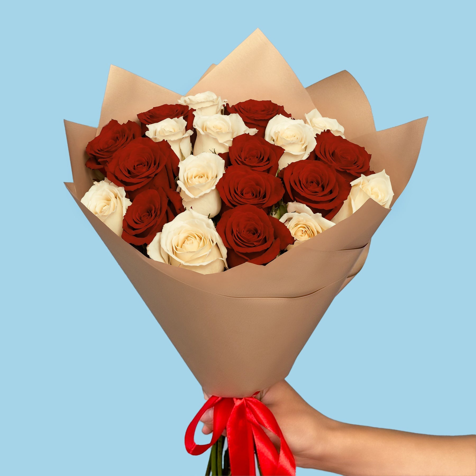 20 Premium White and Red Roses #3