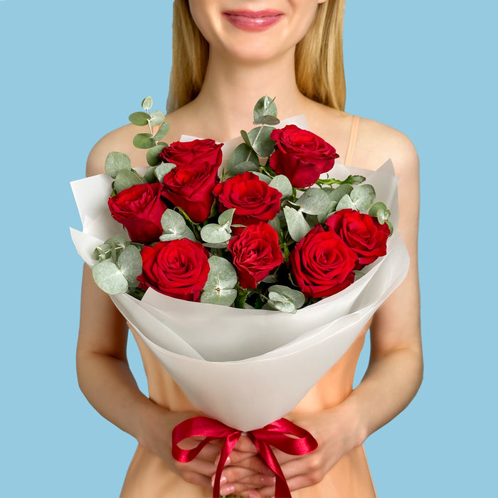 Red Roses With Eucaliptus #1