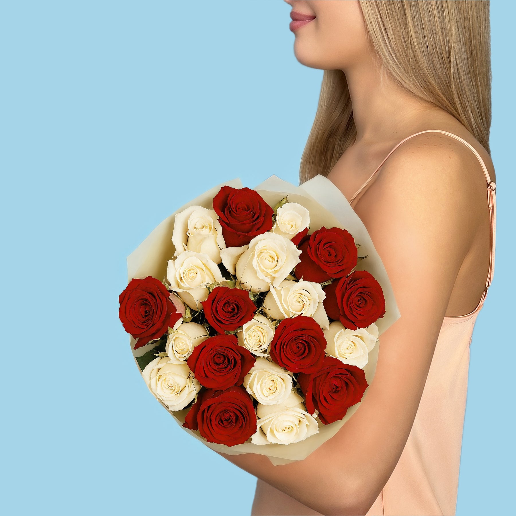 20 White and Red Roses from Kenya #2