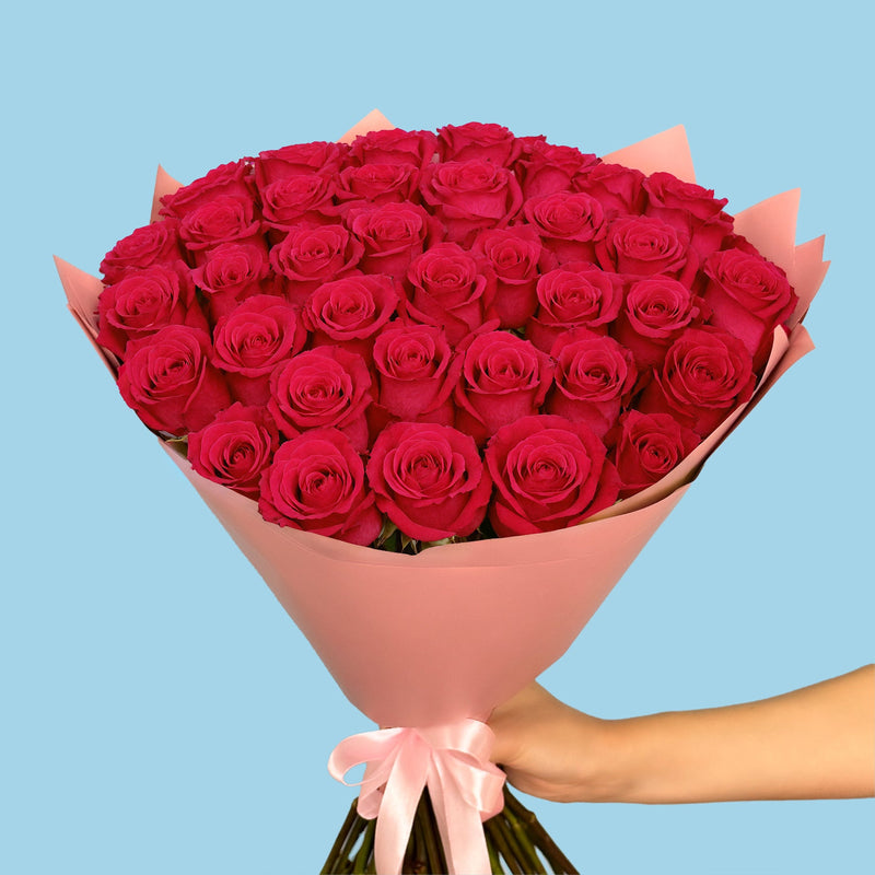 50 Premium Hot Pink Roses #3