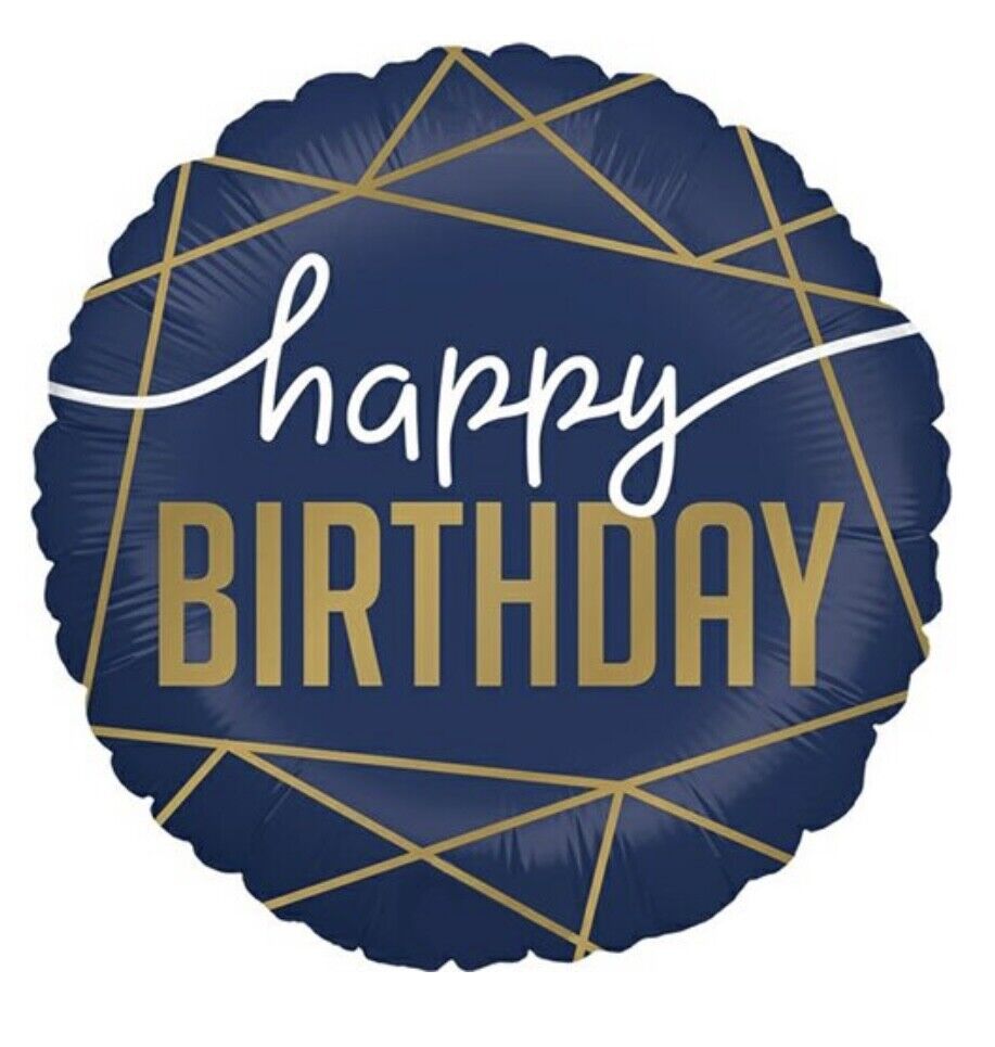 18" Happy Birthday Blue Foil Balloon #1