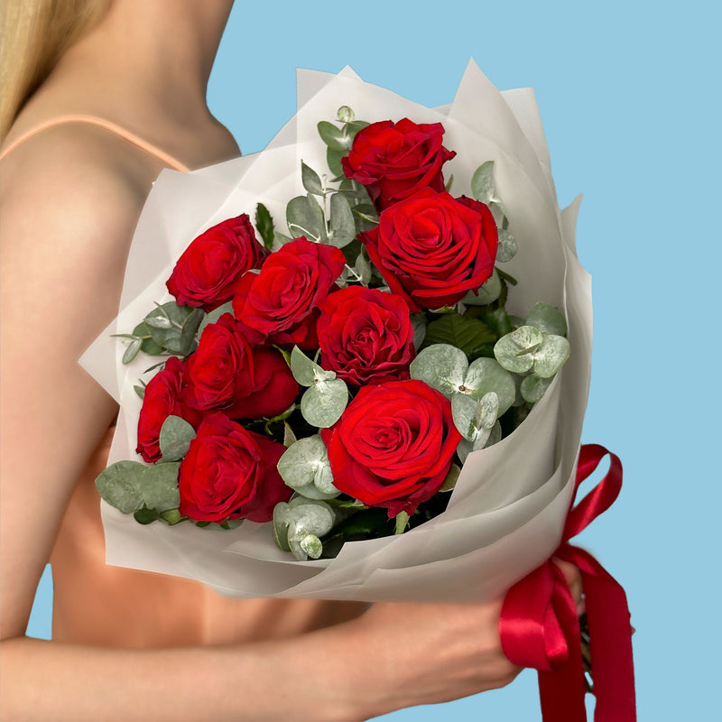 Red Roses With Eucaliptus #4