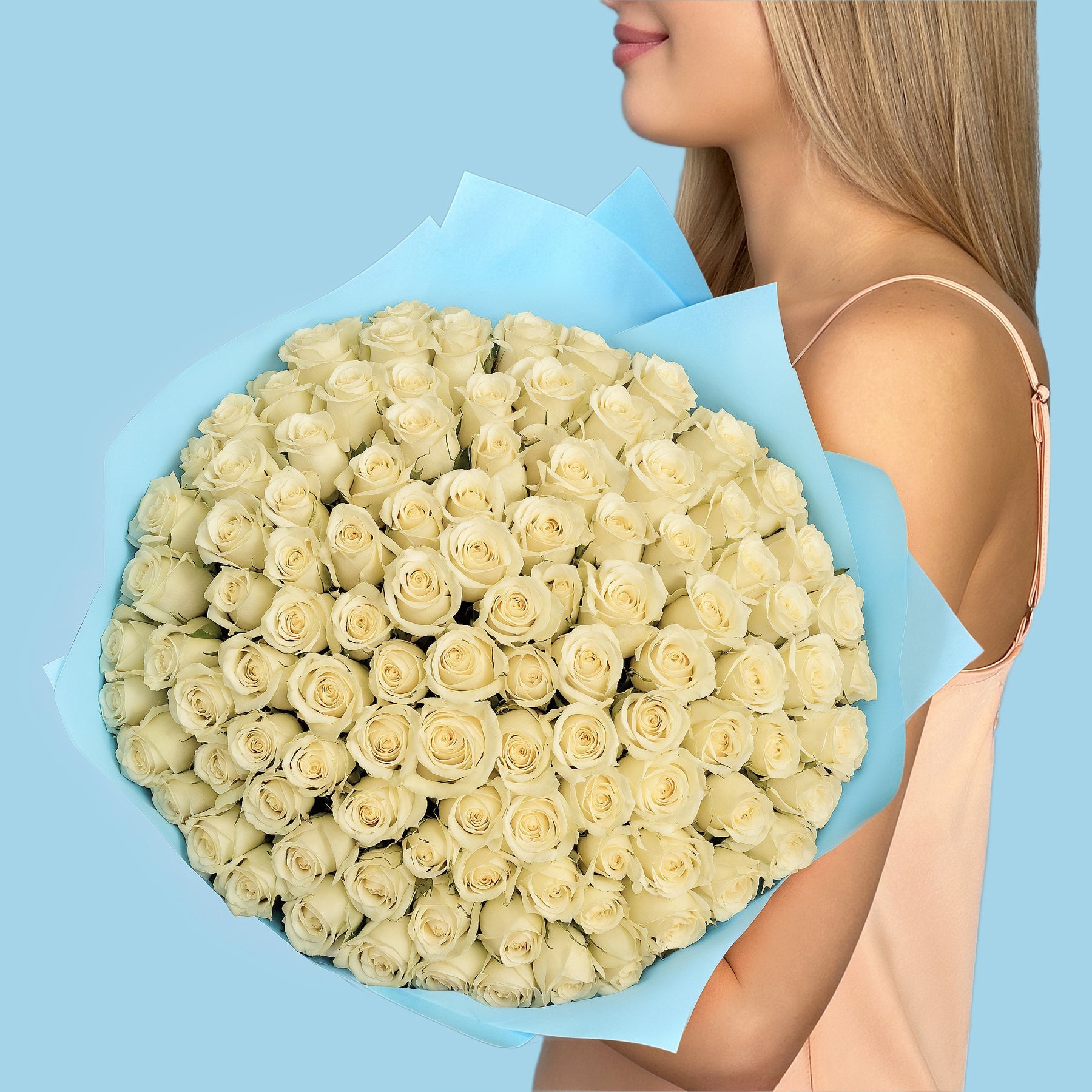 100 White Roses from Kenya #2