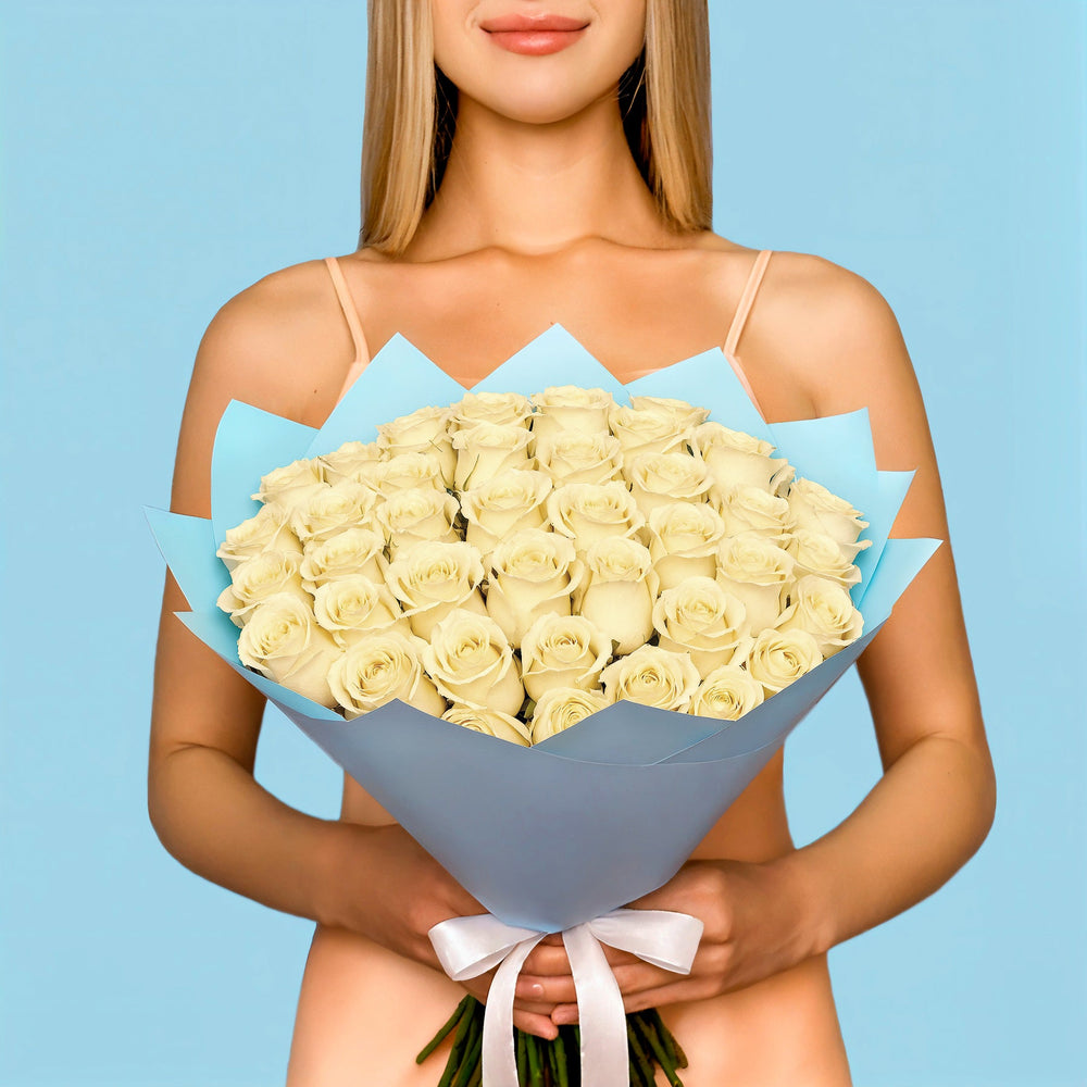 50 White Roses from Kenya #1