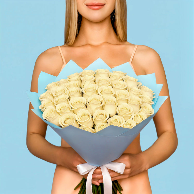 50 White Roses from Kenya #1