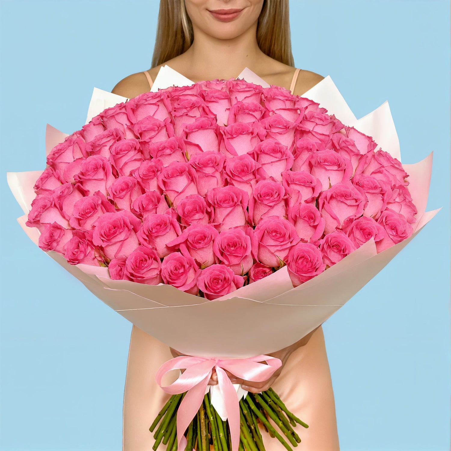 Bouquet of 100 Pink roses #5