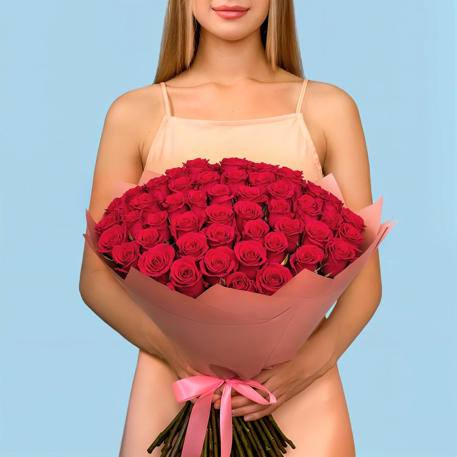 Bouquet of 100 Hot Pink roses #1