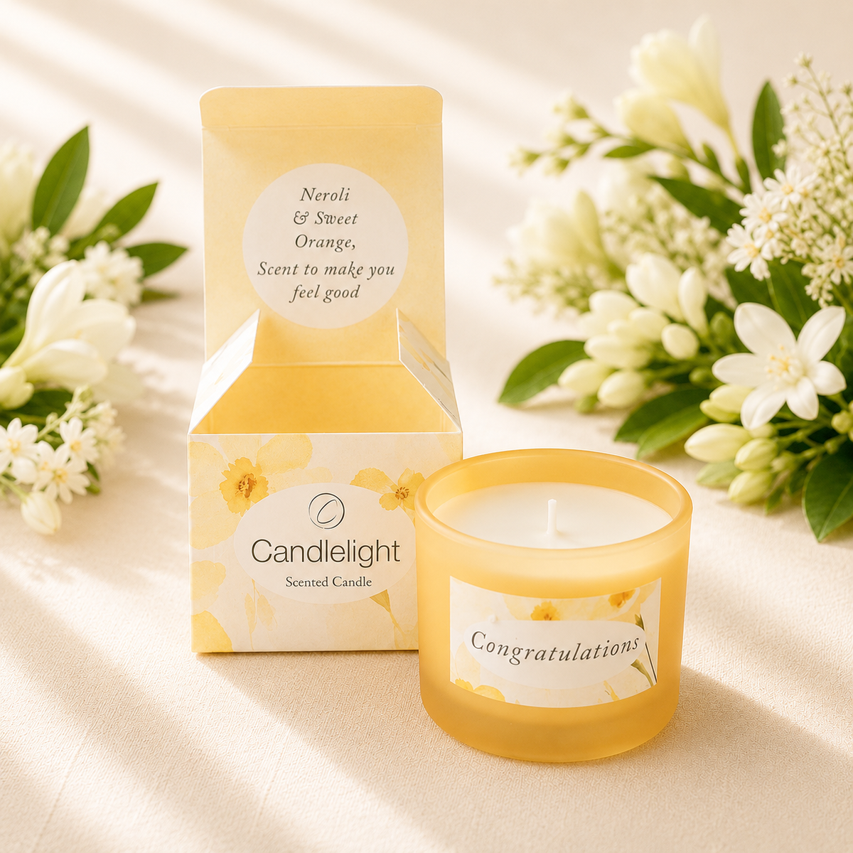 Single Candle Gift Set Congratulations - Neroli & Sweet Orange